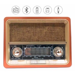 Rádio Com Relógio Retrô Vintage Am/fm Bluethoot Usb Bateri ec102 (2)