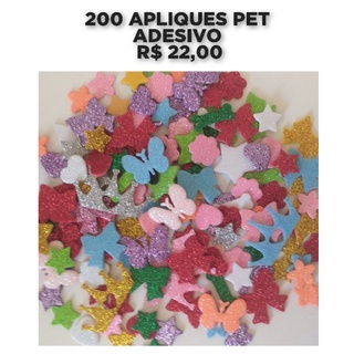 200 Apliques pet adesivo em Eva com glitter para gatos e cães de pelo baixo.