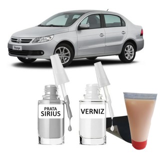 Tinta Tira Risco Automotivo Volkswagen Voyage Prata 10ml + Cera De Polir 15ml Para Polimento (1)