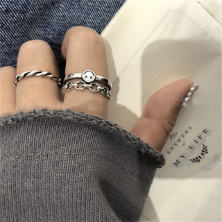 [AORE] 2 unidades / conjunto de dedo indicador feminino elegante anel aberto ajustável sorriso liga de alumínio feminino coreano anel