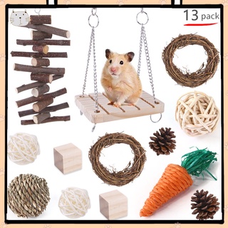 Hamster Chew Toy 12 Pcs Natural Bola De Madeira Acessórios Pet Molar Dentes Brinquedo De Moagem Para O Coelho Chinchila Guinea Porco Pequeno Animal Treinamento Atividade Brinquedos