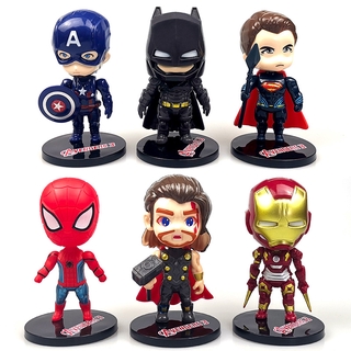 6 Pçs / Conjunto Bolo De Aniversário Vingadores Marvel Decorado Com Capitão América / Homem De Ferro / Homem-Aranha