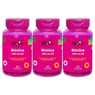 Kit 3 Biotina Firmeza Crescimento Saúde Cabelos Pele Unhas 60 comprimidos