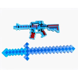 kit manicraft espada e metralhadora com som e luz brinquedo infantil