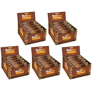 5 Caixas Barra De Castanhas e Chocolate Nutsbar Nuts 12x25g