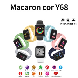 Smartwatch Y68 D20 Colorido Macaron Relógio