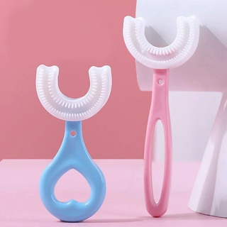 Crianças bebê u-forma escova de dentes de grau alimentício silicone infantil das crianças escova de dentes 360 graus bebê oral