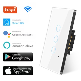 Tuya Wifi Smart Light Touch Switch Wall 100-250 V Vida Inteligente/tuay APP Controle Remoto Trabalhar Com alexa Inicial Do Google