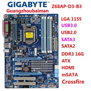 Tomada Principal 1155 HDMI ATX DDR3 USB3.0 Intel LGA 1155 Overclocking Z68 Gigabyte Ga-Z68Ap-D3-B3 Motherboard to msata