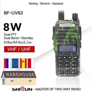 Rádio Dual PTT Baofeng UV-82 8W 10 KM Walkie Talkie Preto Camo Handy Radio Amador 5r 9R Plus uv82