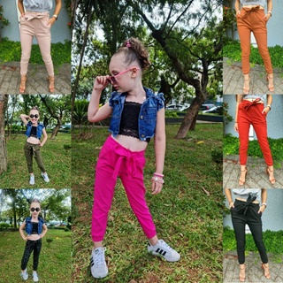 PROMOÇÃO calça jogger com laço infantil moda bloguerinha