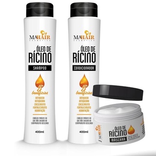 Kit Capilar Mahair Óleo de Rícino - 3 Produtos (Shampoo + Condicionador + Máscara)