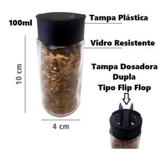 Kit 15 Potes de Tempero em Vidro Especial + Tampa Dosadora Dupla + Etiquetas Lousa de Brinde (3)