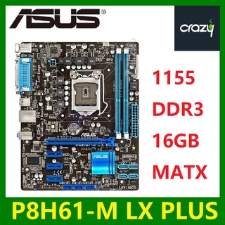 ASUS P8H61-M LX PLUS Original ASUS P8 H61 USB2.0 PC Socket LGA 1155 uATX DDR3 DVI 16GB Desktop used