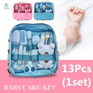 13 Pçs Cjto Bebê Recém-Nascido Crianças Cuidados Com Os Cabelos Saúde Termômetro Escova Kit De Higiene (1)