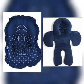 Capa para Bebe Conforto Coroas com Apoio de Corpo Azul Marinho menino