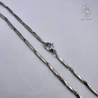Corrente Masculina Aço Inoxidável Espelhada 60cm x 2mm Tijolinho Bamboo Triangulo Cifrão Inox