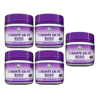 Kit 5 Corante Aliment. Pó Sem Açúcar Roxo Du Porto 100g