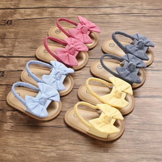 Moda Verão Bebê Crianças Meninas Sapatos Não-Deslizamento De Lona Bowknot Crianças Sandálias Recém-Nascidas Infantil (1)