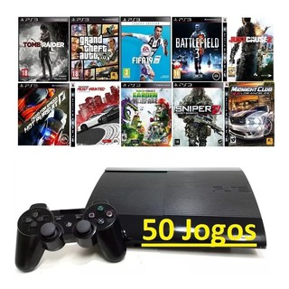 Playstation 3 Ps3 Super Slim + 50 Jogos + 1 Controles