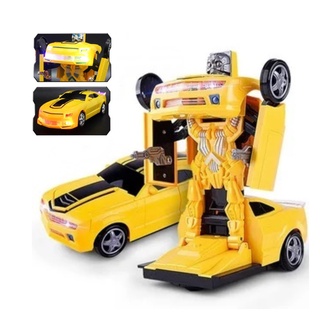 Brinquedo Carrinho Vira Robô Bate E Volta Com Luzes E Som Camaro Amarelo (1)