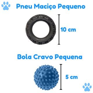 Kit Brinquedo Mordedor para Cachorro de Pequeno Porte Pneu Pequeno + Bola Cravo Pequena - Envio Imediato (2)