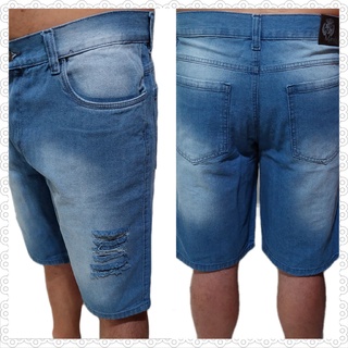 bermuda jeans masculina rasgada plus size