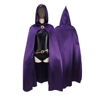 Fantasia cosplay de raven adolescentes vestido roxo com capuz manto feminino carnaval halloween conjuntos de roupas (1)