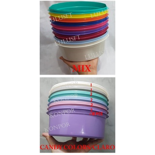 kit 10 Pote Plástico ​Vasilha Organizadora Com Tampa colorido oval Marmita Alimentos organizaçao 1litro (2)
