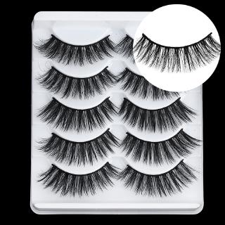 SKONHED 5 Pairs Handmade 3D Volume Mink Hair False Eyelashes/Natural Thick Long Eye Lashes/Makeup Lashes Extension Tools (5)