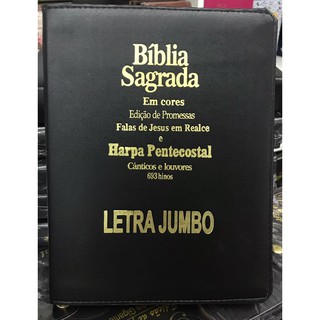 Biblia Letra Jumbo com Harpa Preta Luxo