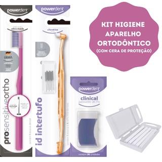 Kit Higiene bucal para aparelho ortodôntico completo com cera protetora