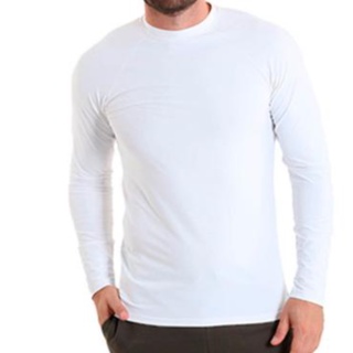 Camiseta Masculina Unissex Básica Manga Longa Branca