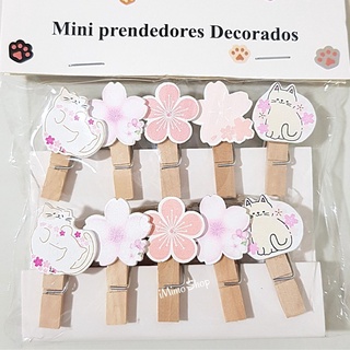iMimo Shop - Kit 10 Mini Pregador Prendedor Madeira Decorado para Fotos ou Recados (4)