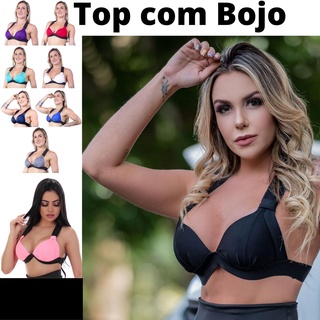 Top Fitness Feminino Com Bojo Costa Nadador Cropped Top Sustentação