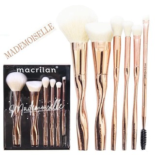 Kit de Pincel de Maquiagem Dourado Macrilan kit 6 Pinceis Profissional Mademoiselle