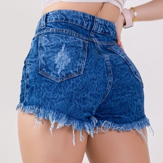 Short Jeans Feminino Cintura Alta Hot Pants Destroyed (2)