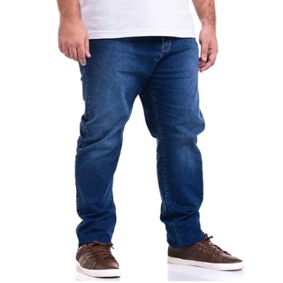 Calça Jeans com Lycra Elastano Moda Masculina Plus Size Tamanho Grande Slim Fit