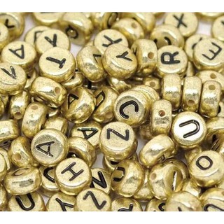 140 Miçangas Dourada com letras /Bijuteria/Choker / DIY / Papelaria