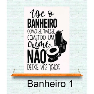 BANHEIRO 1 - Placa decorativa - 13cm x 19cm - Quadro parede & decoração - Presente