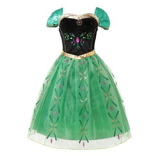 Vestido de Princesa Verde Anna sem Costura com Bordado de Flor (2)