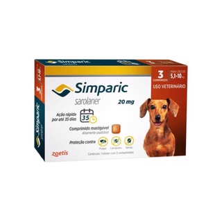 Remédio Contra Pulgas e Carrapatos de Cachorro SIMPARIC de 5,1 a 10 kg