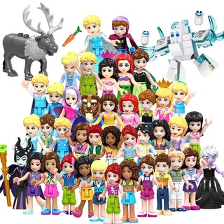 Amigo Mini Figuras Série Menina Princesa Elsa Anna Cinderela Blocos De Construção Compatível Com Lego