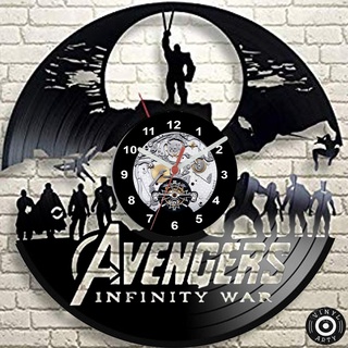 Vingadores - Marvel Avengers Relogio de parede feito em disco De Vinil - Relógio De Vinil Disco Lp