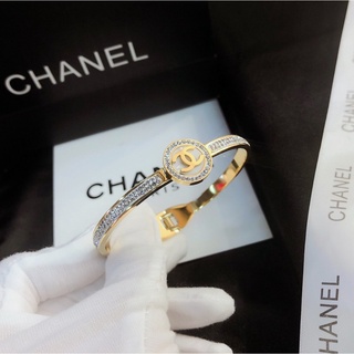 Chanel Pulseira Moda Feminina Delicado Bangle Hollow Letter Logo Titanium Steel Bracelete