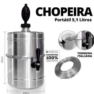 Chopeira Portatil em aluminio 5,1 Litros