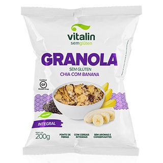 Granola Chia com Banana Integral Sem Glúten 200gr. - Vitalin