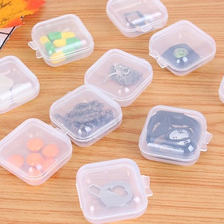 Transparent Portable Flip Jewelry Box / Mini Transparent Square Plastic Storage Boxes / Pill Box Parts Tool Box Earplug Box