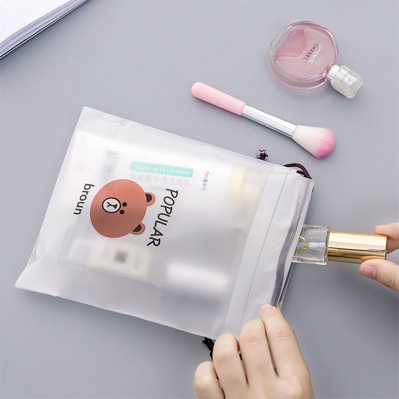 Marrom Urso Transparente Cosmetic Bag Travel Makeup Caso Mulheres Zipper Make Up Organizador Banho De Armazenamento Bolsa De Higiene Kit (6)