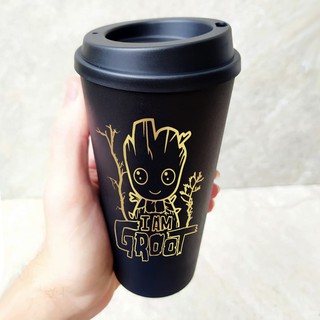 Copo Bucks Baby Groot Com tampa de café Personalizado Guardiões da Galaxia